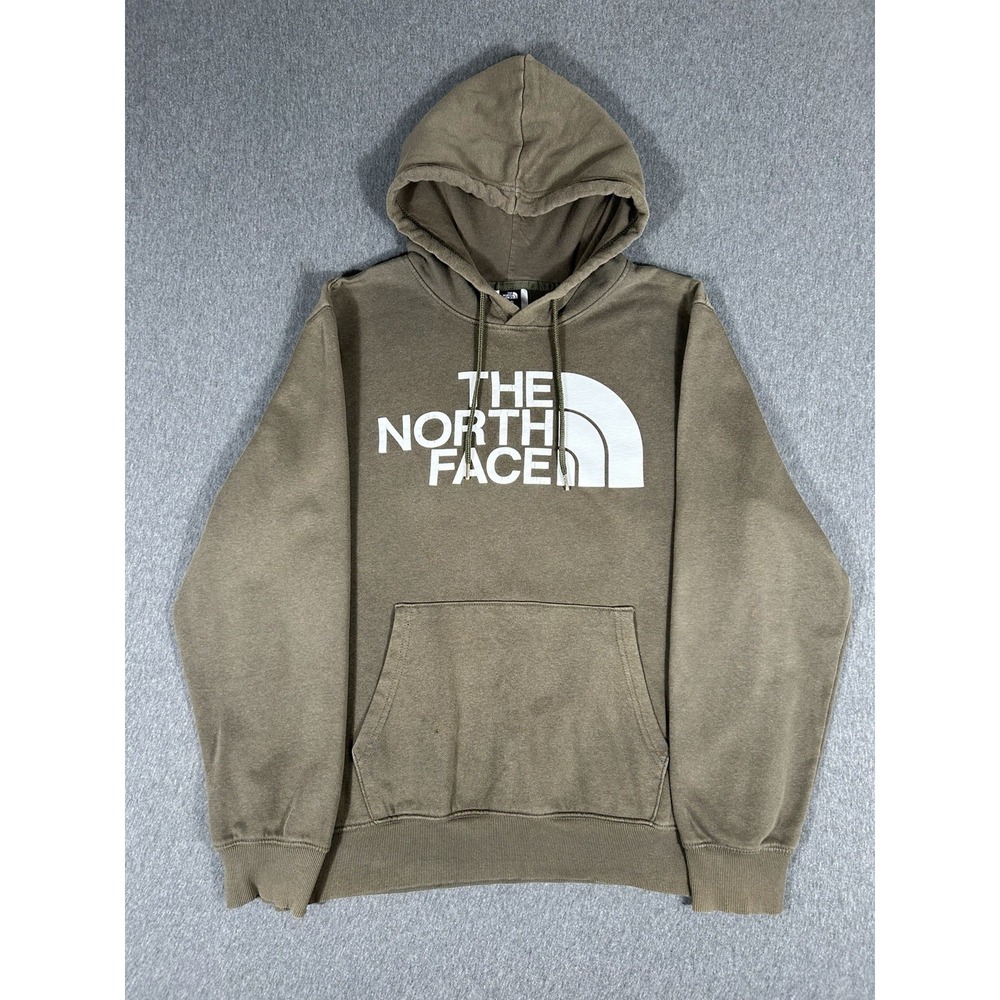 The North Face Half Dome Hoodie Men's Olive Green Logo Pullover Sweatshirt M